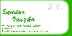 sandor vaszko business card